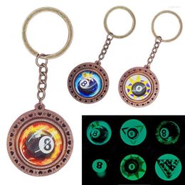 Keychains Creative Small Table Tennis Keychain Mini Billiards Luminous Black 8 Snooker Pendant