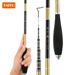 Boat Fishing Rods TAIYU 3.6M 3.9M 4.5M 5.4M Carbon Fiber Telescopic Fishing Rod 39-83g Ultra-light Stream Freshwater Pole Taiwan fishing lure rods 230704