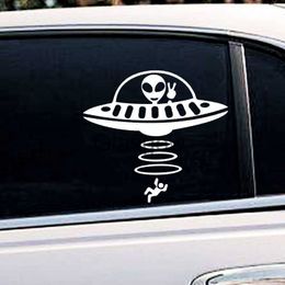 Car Stickers Jeep Car Stickers Decorative Paper Wind Glass Alien Abduction UFO Ji Fun Creative Reflective Cartoon Waterproof Vinyl Decals x0705