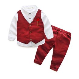 skirt Kids Blazers Baby Boys Suits 2019 Summer Single Breasted Shirts Vest Pants 3pcs Set Boys Formal Wedding Wear Children Clothing