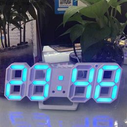 Wall Clocks Modern 3D LED Wall Clock Digital Alarm Clock Date Temperature mechanism Alarm Snooze Desk Table Clock in retail box 5pcs Z230706