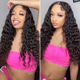 26 Inch Water Wave Lace Front Wig 13x4 Lace Front Human Hair Wigs For Black Women HD Wet And Wavy Loose Deep Wave Frontal Wig