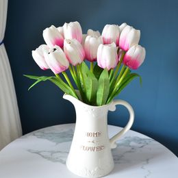 Factory Directly Silk Tulip 9 Heads Decoration Artificial Tulip Flower Bunch Tulip for Home Room Office Party Wedding Decoration