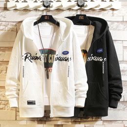 Mens Hoodies Sweatshirts Men Hoodies Letter Print Streetwear High Quality Zip pullover Harajuku Japan Style Long Sleeve Sweatshirt Jacket Hoodies Men 5XL 230705