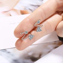 Stud Earrings BABYLLNT 925 Sterling Silver With Zircon Crystal Heart Shaped Rotating For Women Fashion Jewellery Gifts