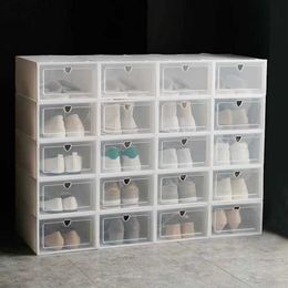 1/2/6/12PCS Foldable Plastic Shoes Case Drawer Case Plastic Dustproof Shoe Storage Box Stackable Boxes Shoes Organiser Shoebox L230705