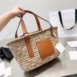 Summer Straw Bag Basket Tote Bags Beach Bags Shoulder Underarm Bags Shopping Bags Handbag Designer Women Weave Purse Large Capacity Leather Beach Totes Adjust Strap