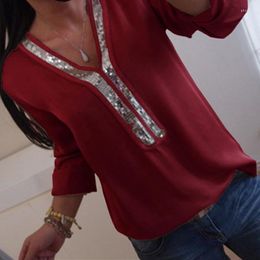 Женские блузки плюс размер S-5xl Рубашки Женщины Сексуальные Святки V-образных вырезок шифоновой блуз