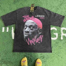 Men's T-Shirts Frog drift Fashion Vintage Loose Basketball Graphic Retro Washing Summer The Worm Dennis Rodman Oversized Tee tshirt tops men J230705