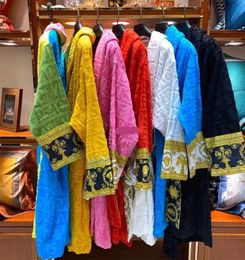 Men's Sleepwear Mens Womens Home Robes Shawl Collar Cotton Soft Fluffy Designer Brand Luxury Vintage Bathrobe Pyjamas Unisex Lovers Dressing Gown comfort