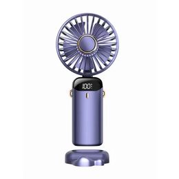 1Pc USB Rechargeable 4000mAh Portable Fan, Handheld Fan Personal Mini Fan, 5 Speeds, Battery Powered Mini Fan, LED Display, 7-12 Hours Desktop Fan Working Time