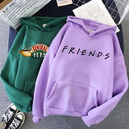 Womens Hoodies Sweatshirts Friends Tv Show Harajuku Funny Cartoon Friends Hoodies Women Ullzang Graphic Friends 90s Sweatshirt Vintage Anime Hoody Female 230705