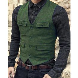 Men's Vests 2023 Suit Vest Brown Burgundy Herringbone Wool Tweed Vintage Steampunk Waistcoat Formal Business For Men Wedding 230705