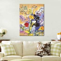 Contemporary Abstract Art on Canvas Bouquet D Arums Handmade Flowers Painting for Bathroom Wall Decor