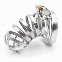 Chastity Device Stainless Steel Cock Cage with Anti-Shedding Ring Metal Male Chastity Belt Penis Lock Bondage Sex Toys
