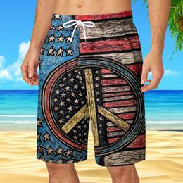 Men's Shorts Vintage Graphic Print Loose Beach Mens Spring Summer Casual Drawstring Waist Tie-up Short Pant Men Vacation Daily