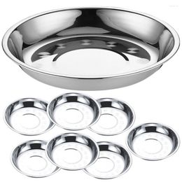 Dinnerware Sets 8 Pcs Stainless Steel Disc Fruit Plate Containers Camping Grill Trays Round Serving Plates Kitchen Gadget Barbecue