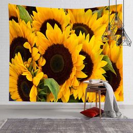 Tapestries Sunflower Landscape Wall Hanging Tapestry Background Decoration Cloth Dormitory Bedroom Living Room Decorative Blanket