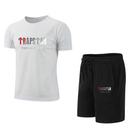 Men's Tracksuits Summer TRAPSTAR Men's Sportswear Brand Fitness Suit Running Suit Casual Suit T-shirtShorts Breathable Two Piece Sportswear 230704