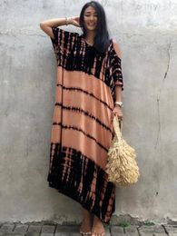 Swimwear Swimsuit Cover Up Women Tie Dye Striped Bohemian Caftans Cold Shoulder Maxi Beach Dresses Tunic Summer Swimwear Outfits Sales