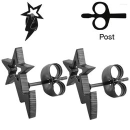 Stud Earrings Ear Pin Jewellery Black Plated Star Stainless Steel Piercing Women Men Body