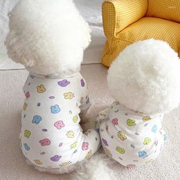 Dog Apparel Spring And Summer Print Pet Home Clothes Cat Puppy Four-Legged Jumpsuit Bichon Poodle Small Chihuahua