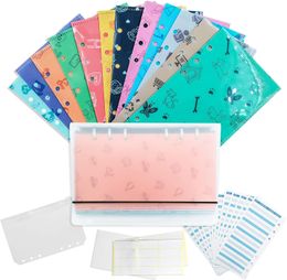 Binders Plastic Budget Wallet for Cash Savings Reusable Cash Envelopes Binder Budget System with 12 Budget Sheets and 2 Stickers 1 Pouch 230704