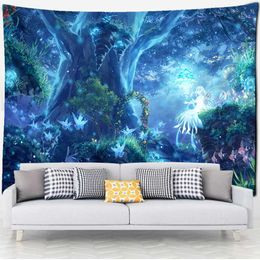 Tapestries Castle Tree Tapestry Fairy Tale Scenery Wall Hanging Aesthetics Room Living Room Decor