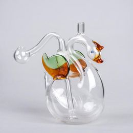 Swan Glass Dab Rig Philtre Dual-Purpose Cigarette Tobacco Water Pipe Smoking Supplies Hookah Glass Water Pipe DHL Free Shipping