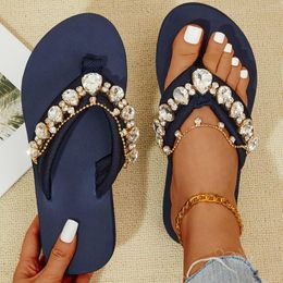Slippers Women Shoes Thick Sole Lightweight Thong Sandals Belt Diamond Chain Beach