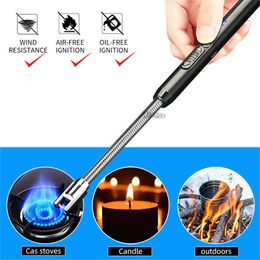 Long Kitchen USB Electric Lighter Without Gas Stove Cooking Flameless Plasma Arc Bendable Pulse Outdoor Windproof Igniter Gun NFUJ U12T