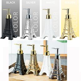 Curtains Paris Eiffel Tower Decor Ceramic Hand Lotion Dispenser Soap Dish Pump Emed Lattice Perfume Bathroom Bottle for Kitchen Sink