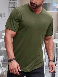 Men's T shirt Tee Plain V Neck Short Sleeve Clothing Apparel Muscle Slim Fit Comfort Big and Tall