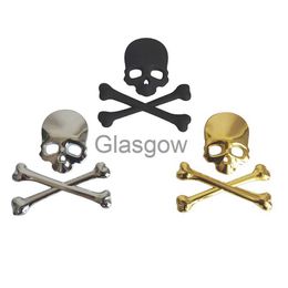 Car Stickers 1 Pcs 3D Alloy Fashion Car Sticker Ghost Skull Skeleton Crossbone Motorcycle Badge Emblem Auto Decal Car Styling x0705