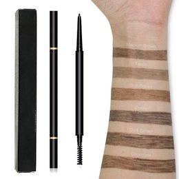 Eyebrow Enhancers Double sided paint thin eyebrow pencil durable waterproof natural 6-color cosmetics rotating eyebrow pencil customized private label 230704