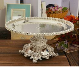 Decorative Plates Diameter 26 29cm Round Silver Metal Cake Stand Dessert Plate Disply Pan Decorating Tools For Kitchen Accessories SG013 230705