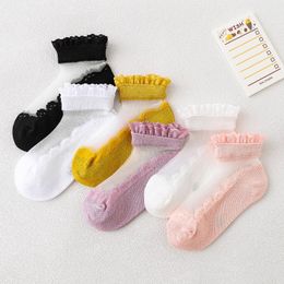 Socks Girls Lace Socks Cute Cotton Spring Autumn Summer Mesh Princess Short Dance Socks Baby Toddler Thin Ankle Fancy Socks 4 Pair