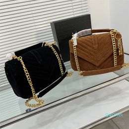 Designer -Leather Messenger Bag Suede Handbag Envelope Style Shoulder Bags Fashion Letter Golden Chain Flap Crossbody Purse Handbags Lady Totes