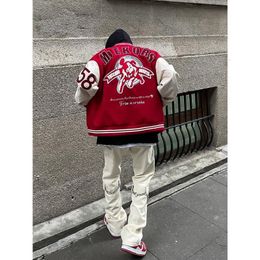 Mens Jackets American style retro letter embroidery high street baseball uniform jacket mens and womens hiphop street couple jacket Y2K 230705