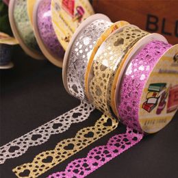 Adhesive Tapes 12pcs Lace Tape Sticker Roll 2016 Decorative Christmas Scrapbooking Paper Masking Tape School Office Self Adhesive Ornament Tape 230704