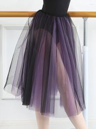 Stage Wear Mesh Women's Ballerina Skirt Ballet Dresses Purple Black Double-layer Classical Dance Dress For Girls Dancewear Tutu