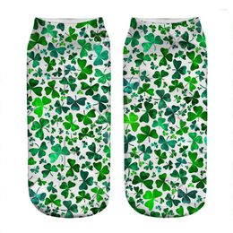 Women Socks Women's Kawaii Lucky Green Shamrocks Printed Harajuku Happy Funny Novelty Cute Girl Gift For