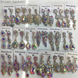 Charm Wholesale Jewellery 12 Pairs Mixed Style AB Colourful Crystal Earrings for Women's Wedding Bride Rhinestone Pendant Statement Earrings Z230706