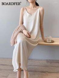 Casual Dresses Woman Tank Dress 2023 Style Summer Loose Satin Sexy Camisole Elastic Home Beach V-Neck Camis Female Long