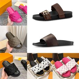 italy man slipper slide designer womens slippers Brand Slides black Flat Sandals Pool Pillow Mules Sunset Padded Front Strap Mule house bedroom platform loafers