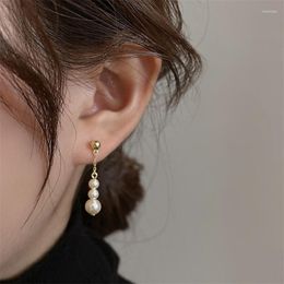 Dangle Earrings French Simple Simulated Pearl Chain Earring For Women Sweet Girl Tassel Charm Drop Boucle Oreille Fine Jewelry