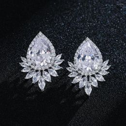 Stud Earrings CANPEL Brand Trendy Diamante Women Ear Jewelry Silver Color Sparkling Big Teardrop Cubic Zirconia Luxury