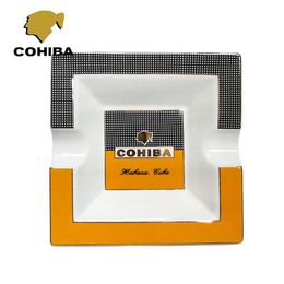 Waistcoats Cohiba Square Cigar Ashtray Holder 2pcs in 1 Design Ceramic Household Tobacco Gadgets Cigarette Ashtray Table Decor