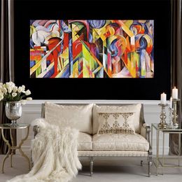 Abstract Animal Canvas Art Stables Franz Marc Painting Handmade Musical Decor for Piano Room