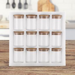 Storage Bottles 12Pcs Jar Spice Tank Kitchen Counter Food Coffee Bean Organizer Container With Airtight Lid Clear Bottle